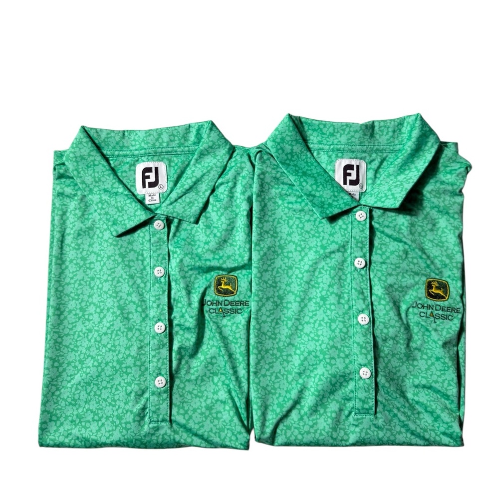 FootJoy John Deer Classic Golf Polo Shirt Womens size Large Green Floral Bundle
